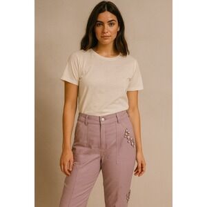 Pilcro Pants The Wanderer Jeweled Relaxed Leg‎ Mid Rise Womens Lilac Size 32 NWT